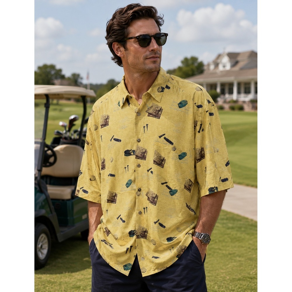 CASA MODA‎ Original Spirit Men's Golf Button Down XL Short Sleeve Shirt -888